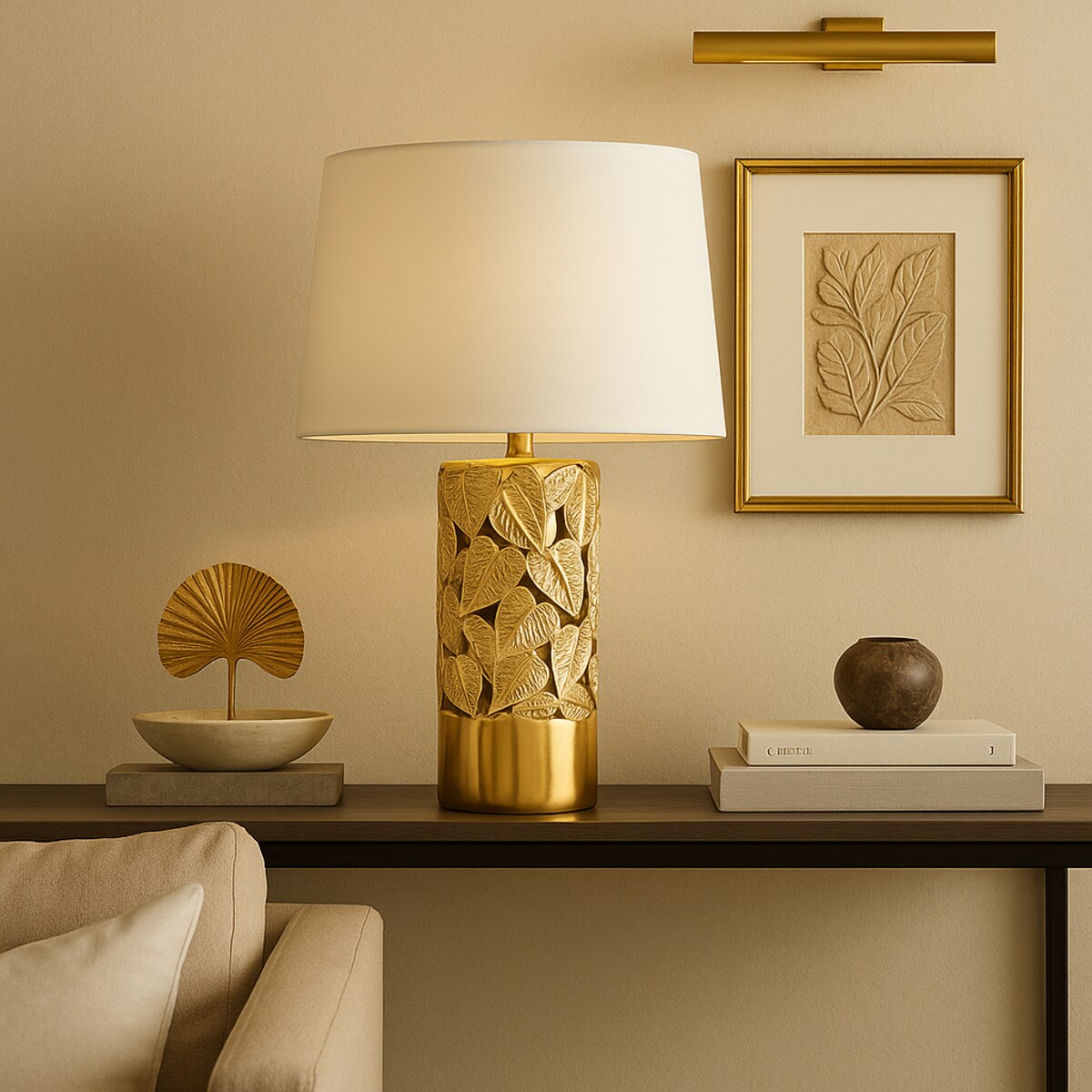 Lampa Stołowa Lenni z motywem liściastym