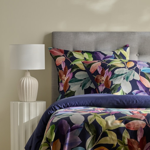 Pościel z bawełny satynowej Tenora 200x220 cm z motywem liściastym