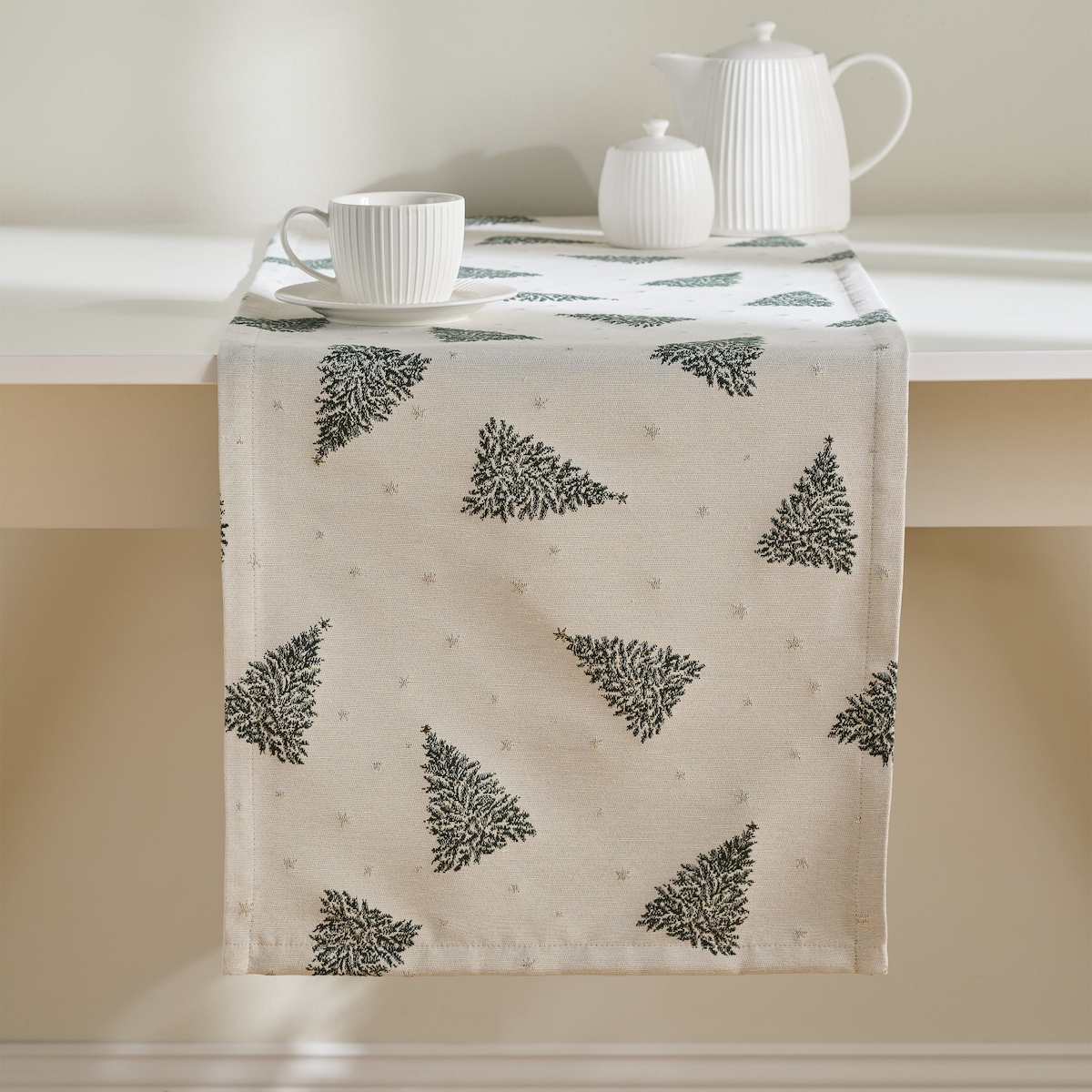 Bieżnik Żakardowy Feriados 40x180 cm z motywem choinki