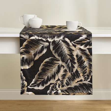 Bieżnik Welwetowy Foglare 40x180 cm z motywem liściastym