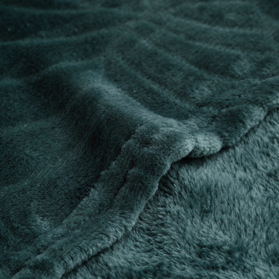 Jednokolorowy koc z wytłoczonym wzorem Leafline 150x200 cm