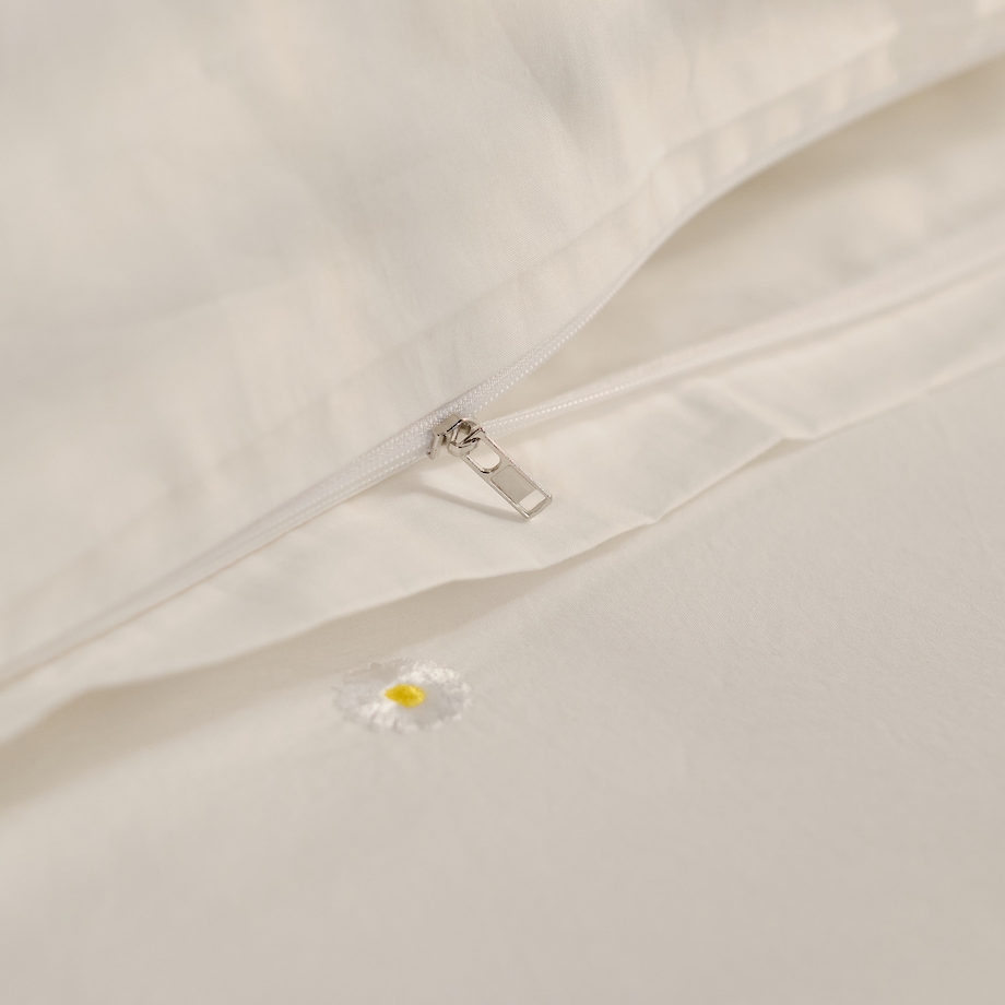 Pościel z perkalu z haftem Margotka 160x200 cm z motywem kwiatowym