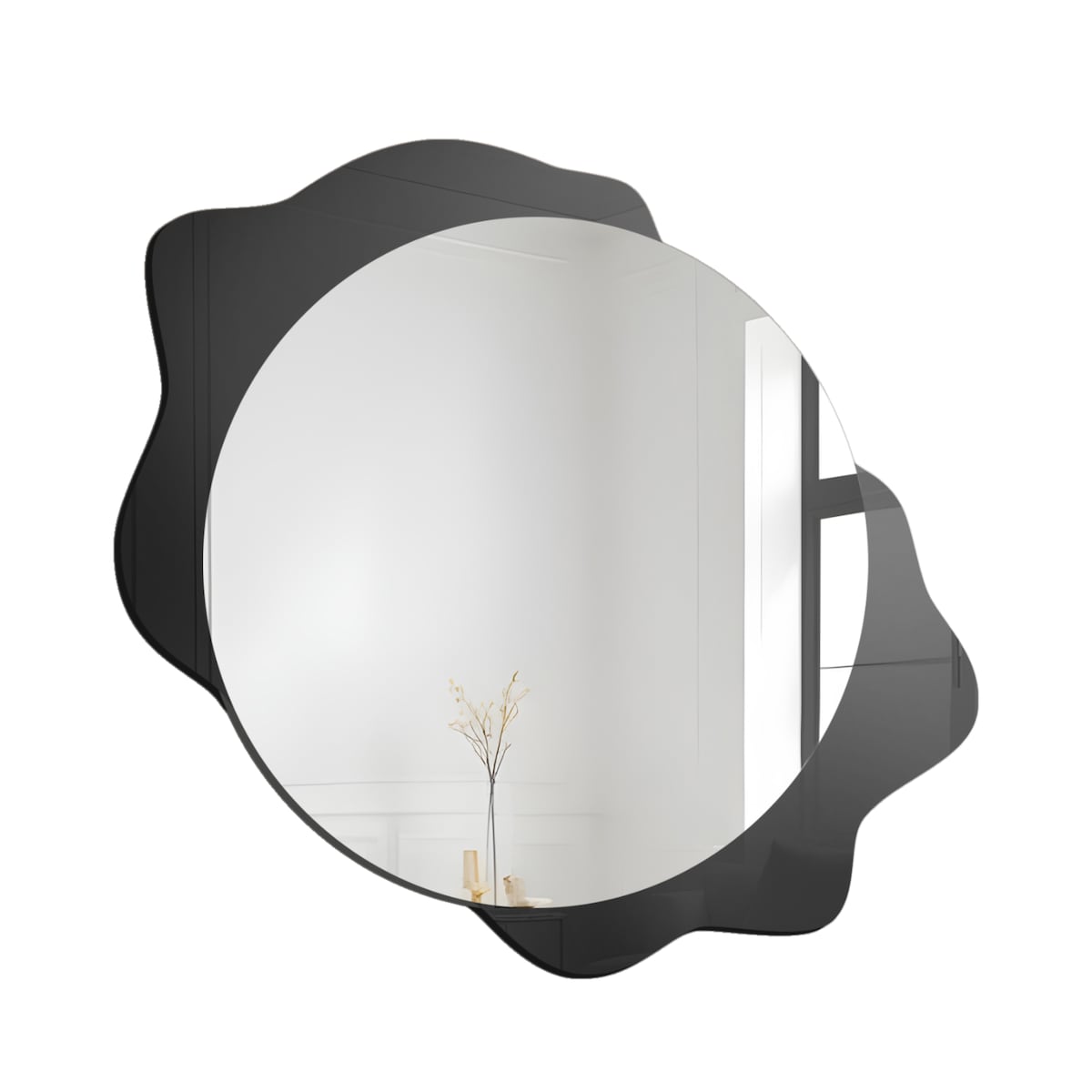 Dekoracyjne lustro okrągłe na czarnej plamie - DARK DROP