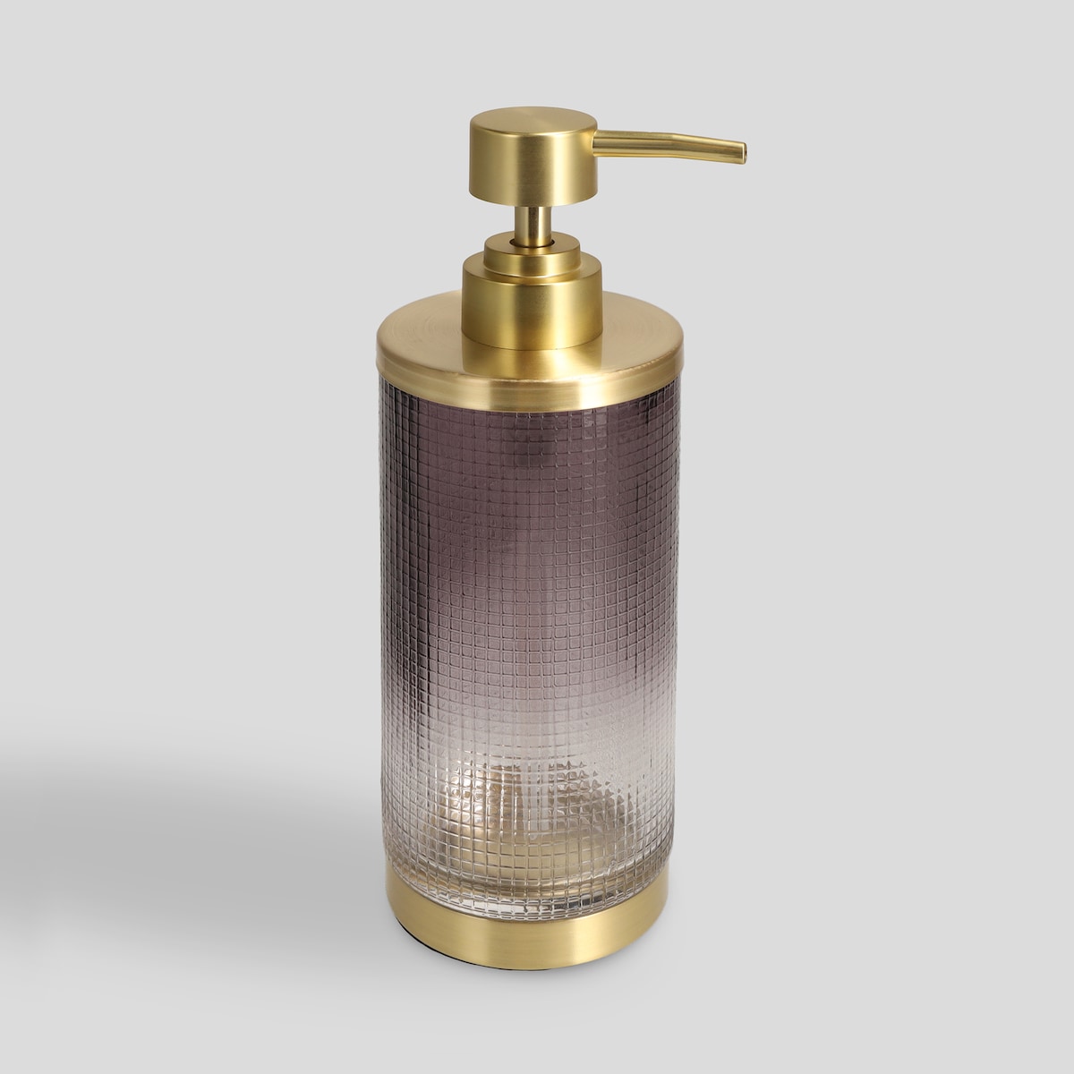 Szklany dozownik łazienkowy zdobiony metalem muscati