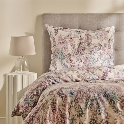 Pościel z bawełny satynowej Flomera 140x200 cm z motywem liściastym