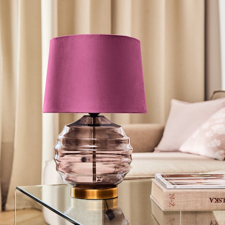 lampa stołowa ze szklaną podstawą stryker