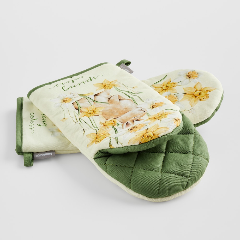 Komplet Rękawic Kuchennych Daffelisbunny 14x30 cm z motywem królika