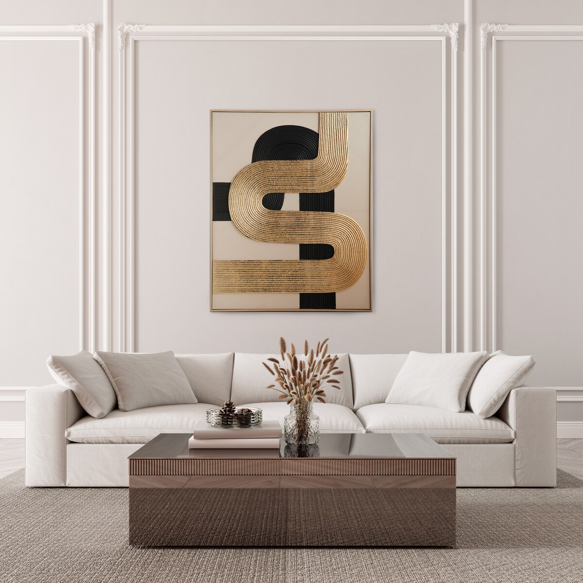 Ręcznie zdobiony obraz z elementami złota deruta 80x100