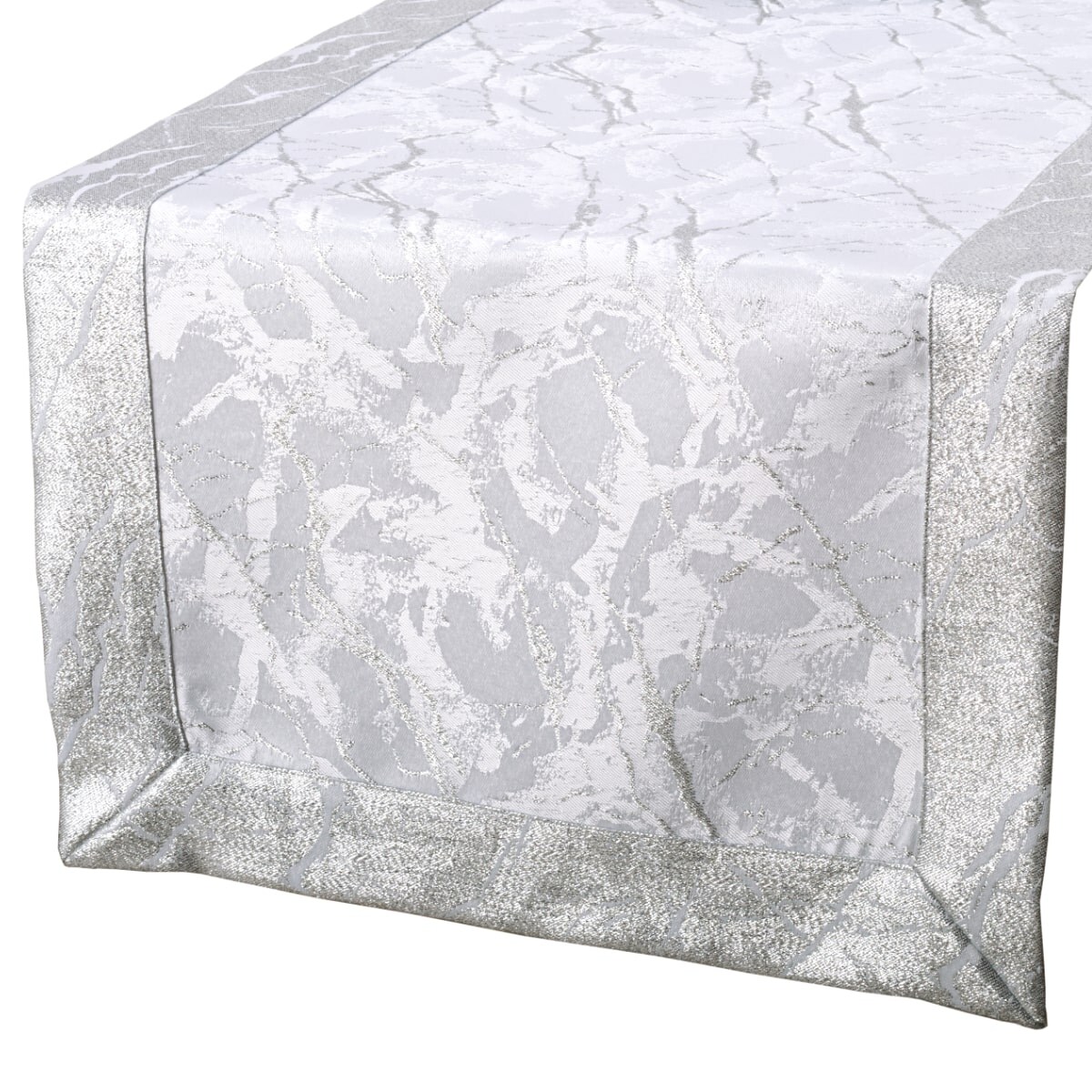 Bieżnik srebrny Marmur O5 - 40x180 cm - srebrny - 40cm x 180cm