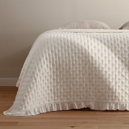 Narzuta z Mikrofibry Pikowana z Falbaną Bonti 200x220 cm