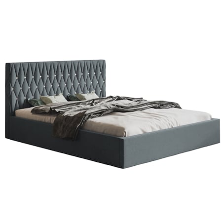 Łóżko tapicerowane 140x200 OLDO 3 do sypialni, z pojemnikiem-grafitowe