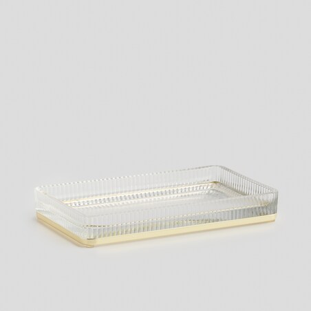 Taca z ryflowanego szkła zdobiona metalem marcella