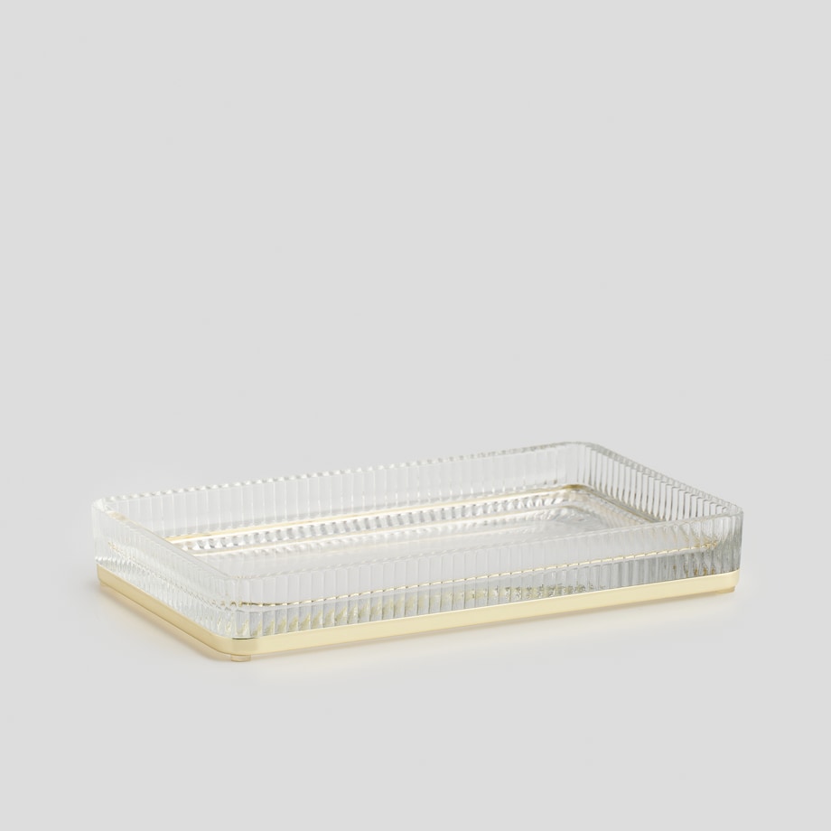 Taca z ryflowanego szkła zdobiona metalem marcella