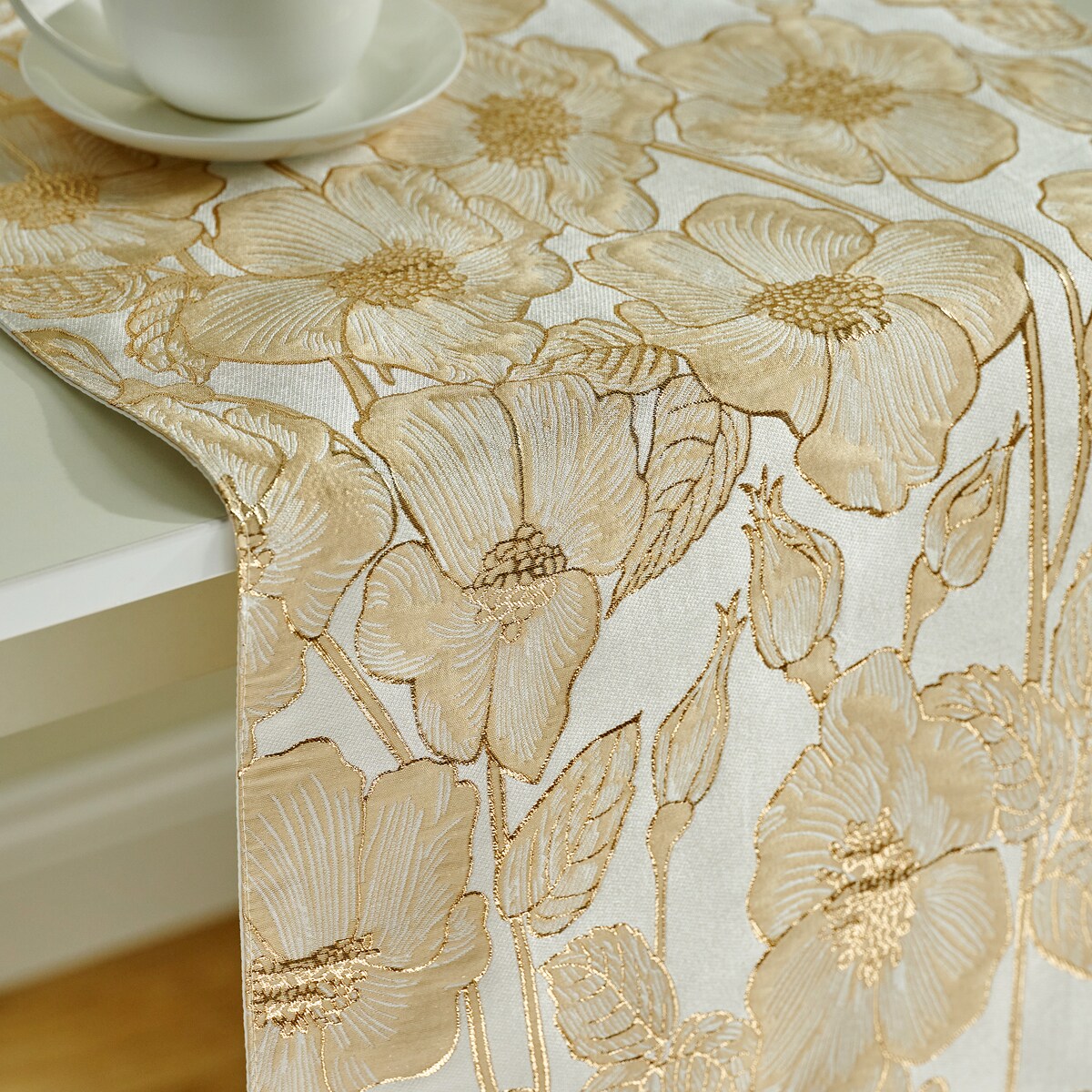 Bieżnik Żakardowy Makowka 40x180 cm z motywem kwiatowym