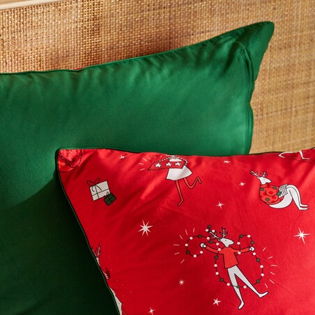 Pościel bawełniana z lamówką Olinerini 200x220 cm z motywem renifera