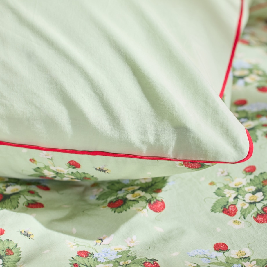 Pościel bawełniana z lamówką Berralee 200x220 cm z motywem owoców