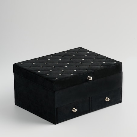 Welurowa szkatułka na biżuterią z szufladkami vazante