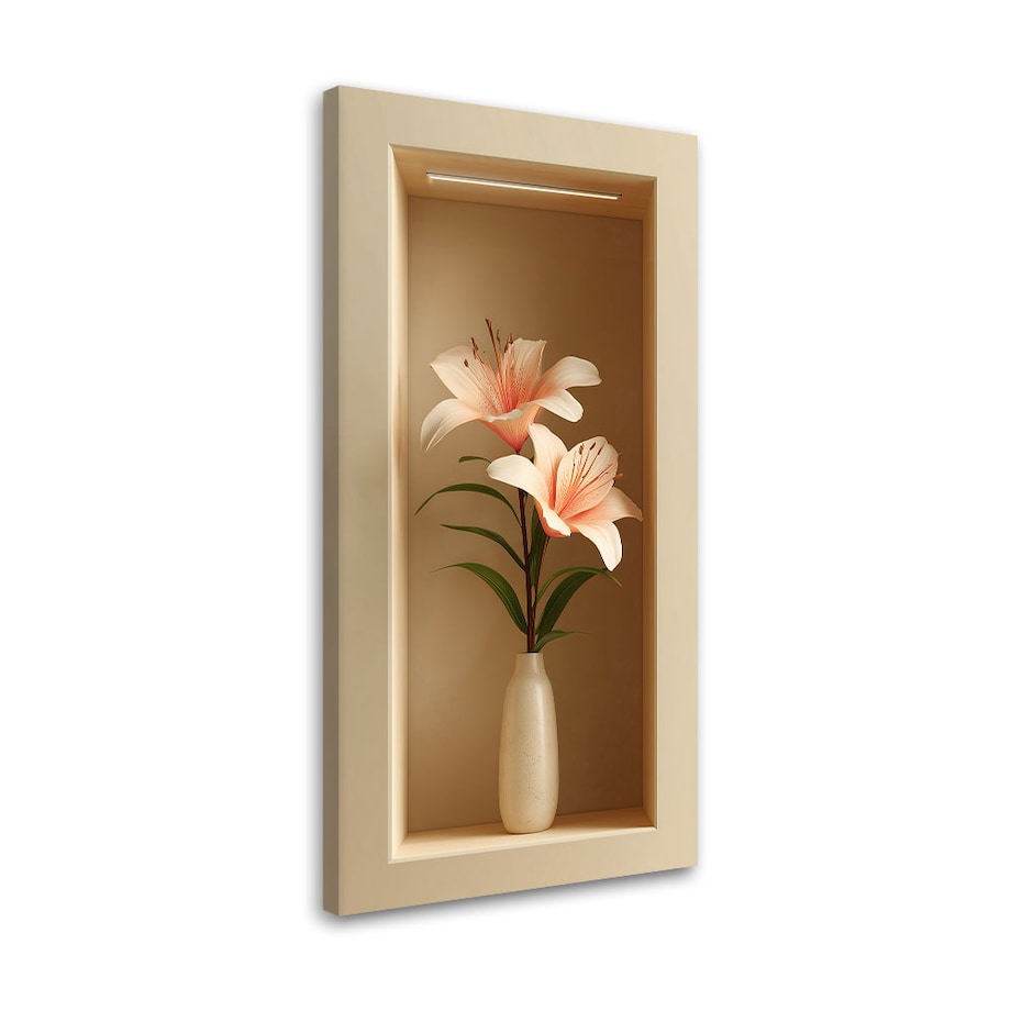 Obraz na ścianę do salonu sypialni, Kwiaty w wazonie we wnęce 3d 60x120