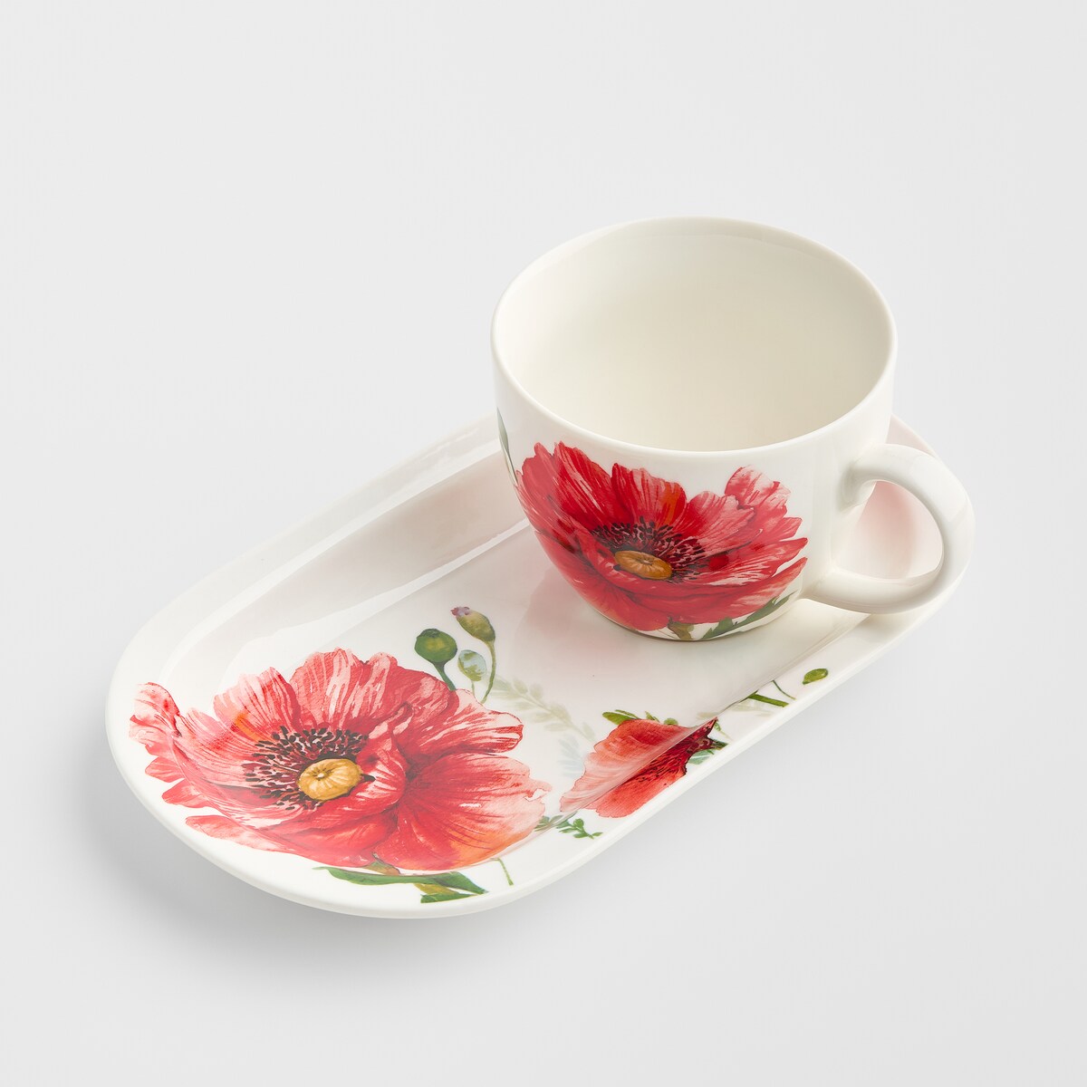 Filiżanka Ze Spodkiem Popplin z motywem kwiatowym
