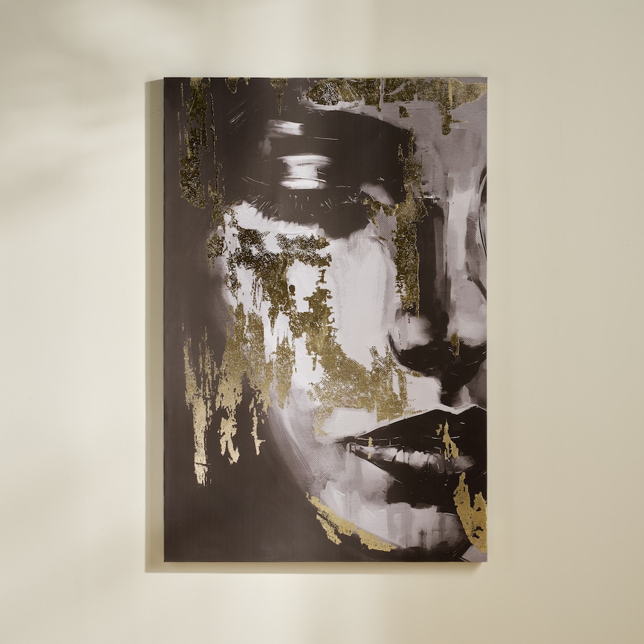 Portret kobieca twarz z elementami złota viroas 80x120