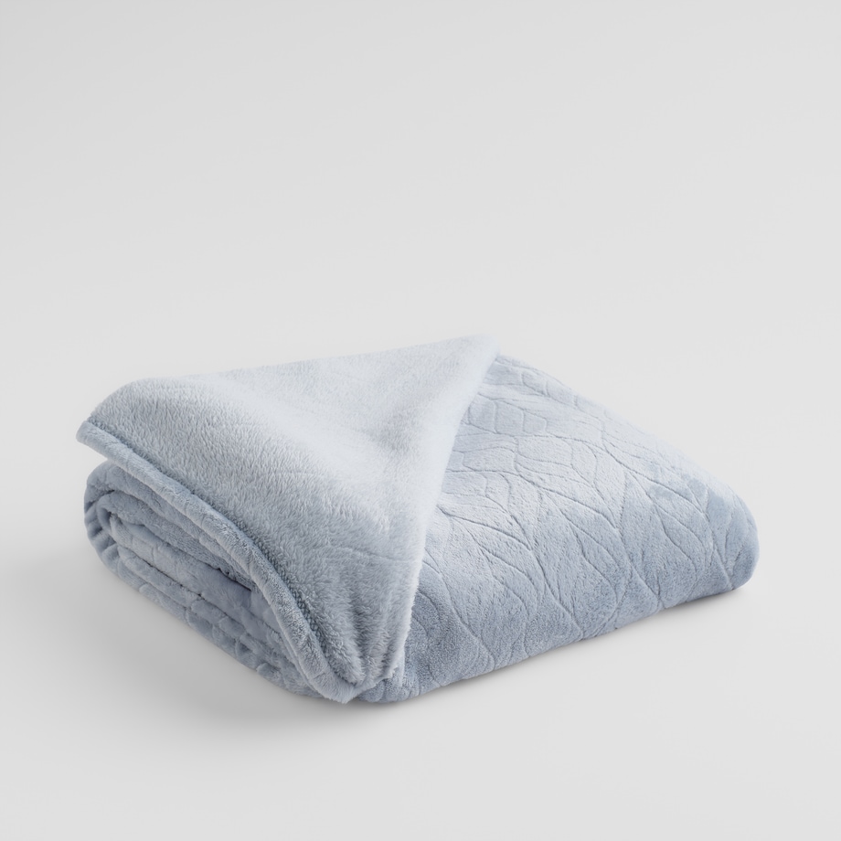 Jednokolorowy koc z wytłoczonym wzorem Violineos 150x200 cm z motywem arabeski