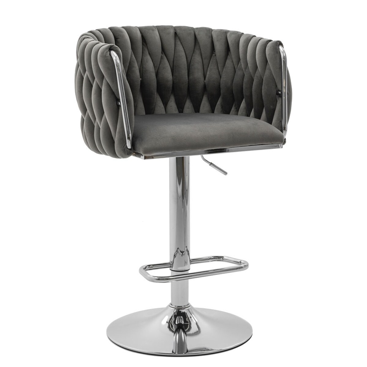 Hoker krzesło do kuchni z oparciem regulowane obrotowe glamour ROSA CHROME