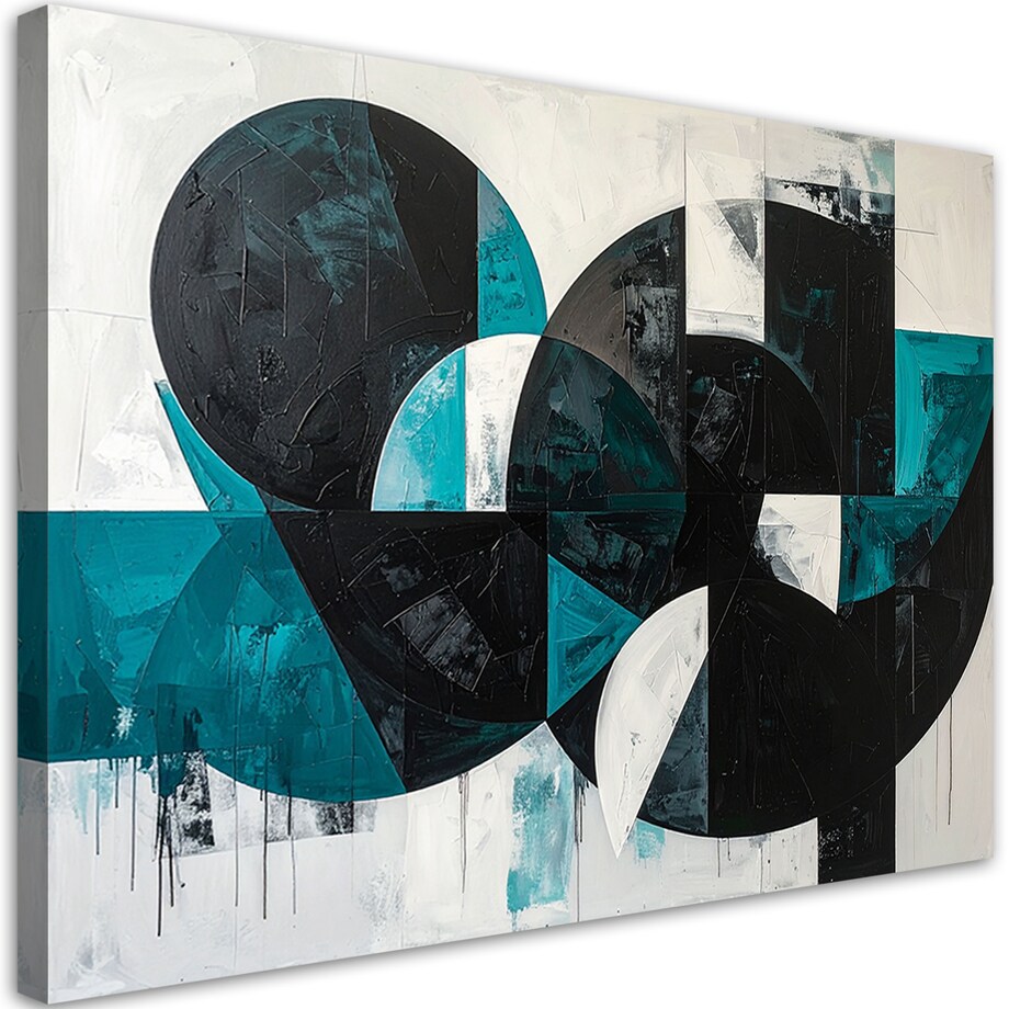 Obraz do salonu biura kuchni, Abstrakcyjne koła kształty turkusowy czarny