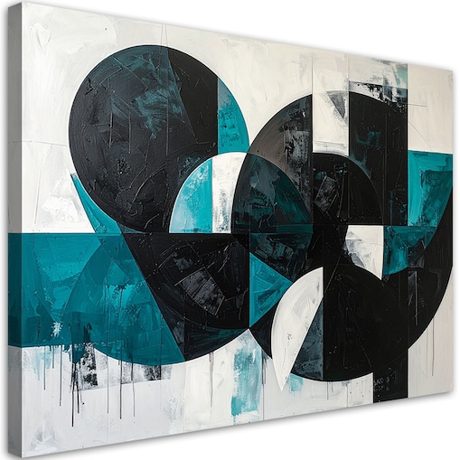 Obraz do salonu biura kuchni, Abstrakcyjne koła kształty turkusowy czarny