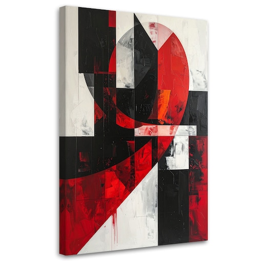 Obraz do salonu sypialni biura loftu, Abstrakcja geometryczna czerwony szary