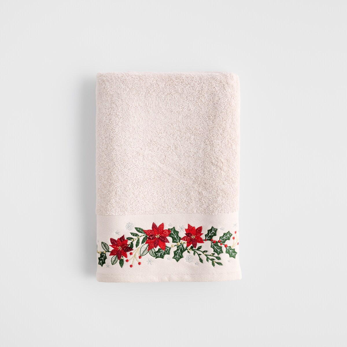 Ręcznik dekoracyjny Poinsetia 70x130 cm z motywem gwiazdy betlejemskiej