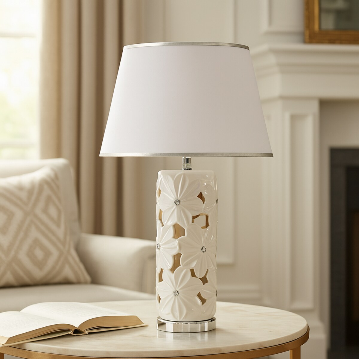 Lampa Stołowa Filonki z motywem kwiatowym