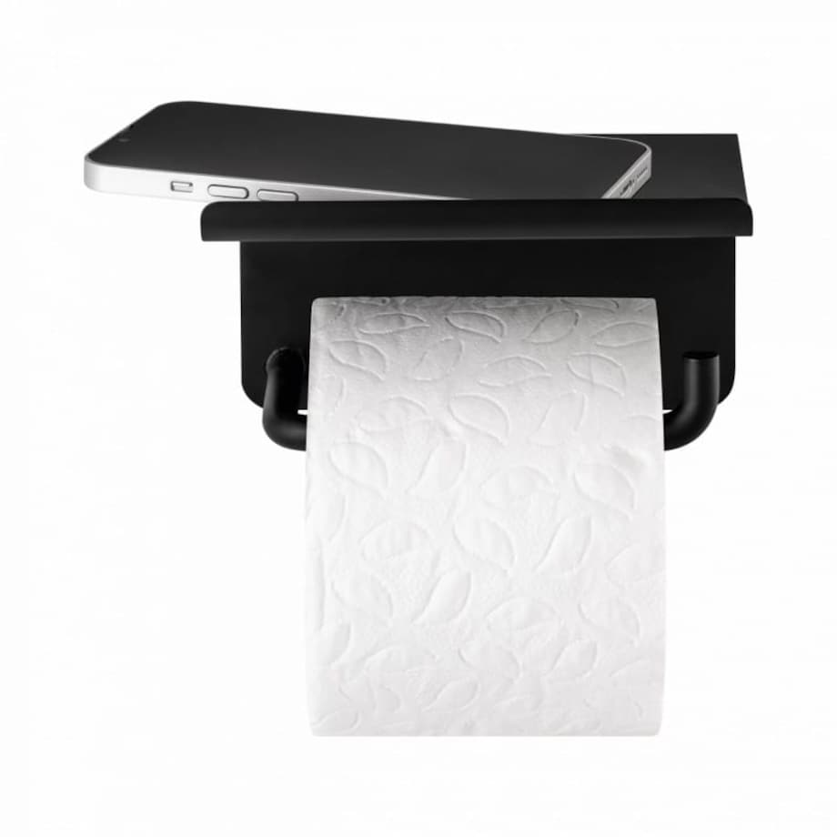 Uchwyt na papier toaletowy z półką MODO, BLACK