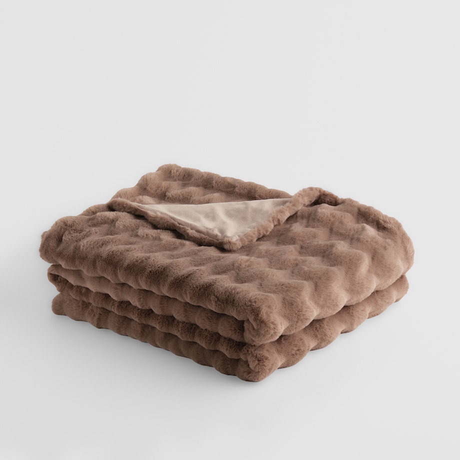 Jednokolorowa futrzana narzuta na łóżko Pilora 180x200 cm