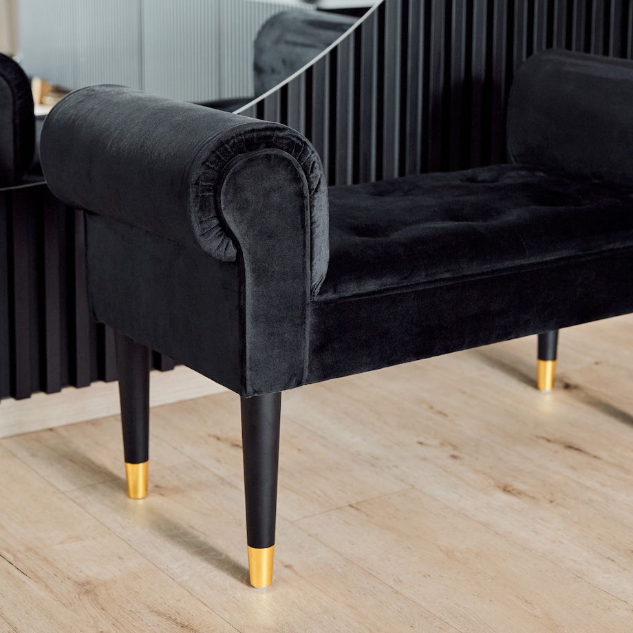 Welurowy szezlong w stylu glamour wykończony cyrkoniami atlin