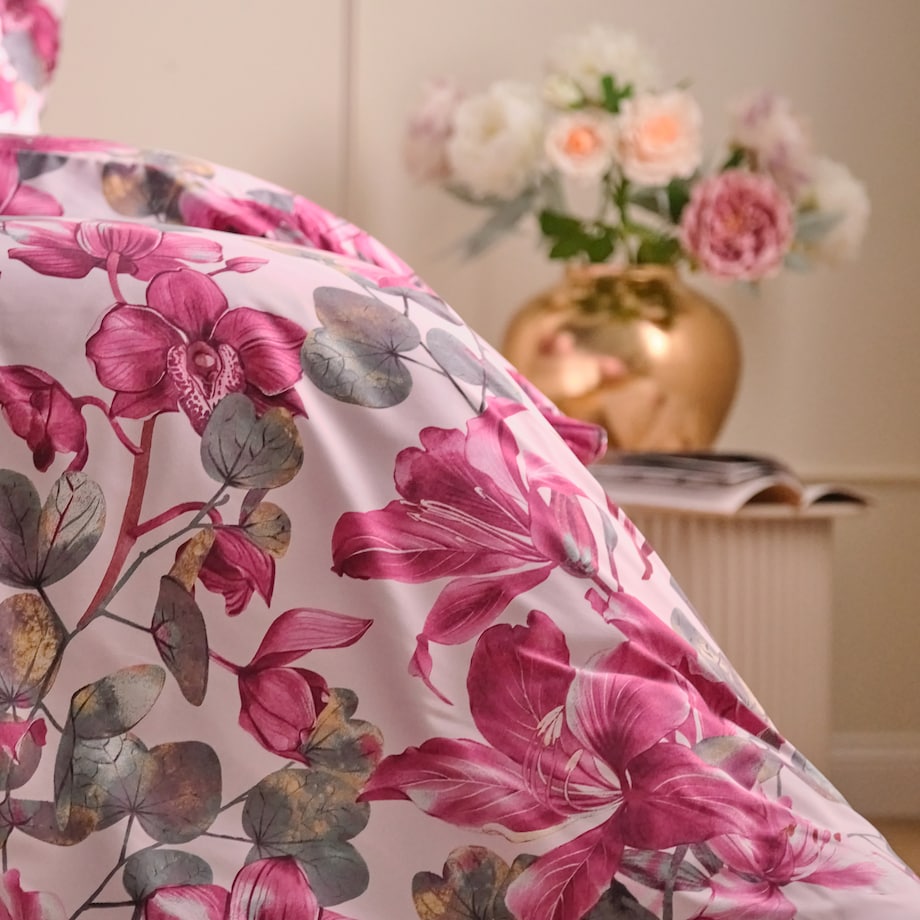 Pościel Z Mikrofibry Sirsa 160x200 cm z motywem roślinnym