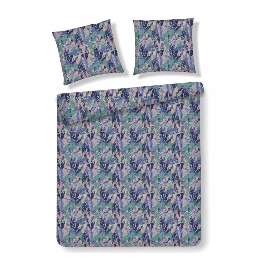 Pościel z bawełny satynowej Hazel 160x200 cm z motywem liściastym