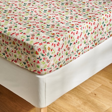 Prześcieradło Z Gumką Festiom 160x200 cm z motywem mikołaja