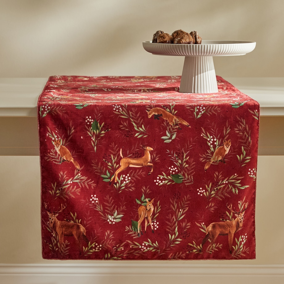 Bieżnik z nadrukiem Wildero 45x180 cm z motywem zwierząt leśnych