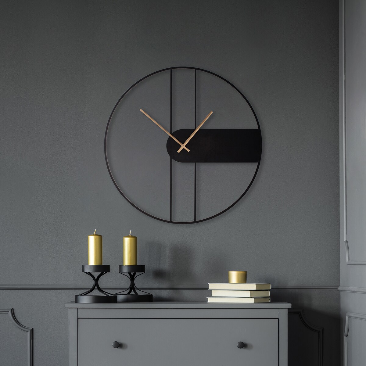 Industrialny Zegar Ścienny Blankes z motywem geometrycznym