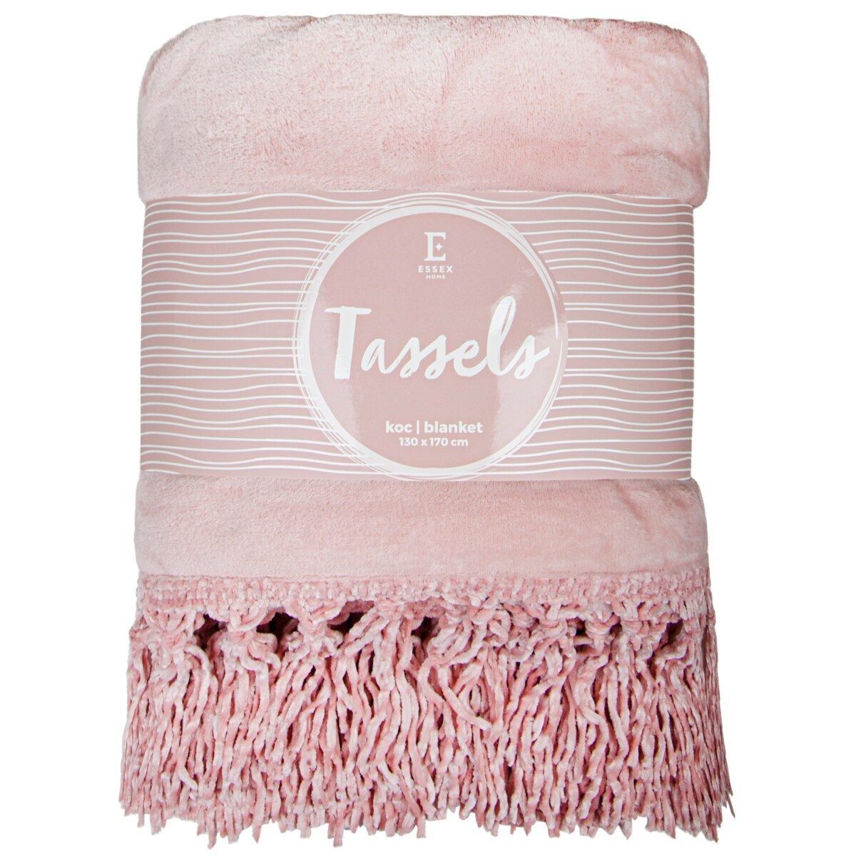 Jednokolorowy koc Tassels 130x170 cm