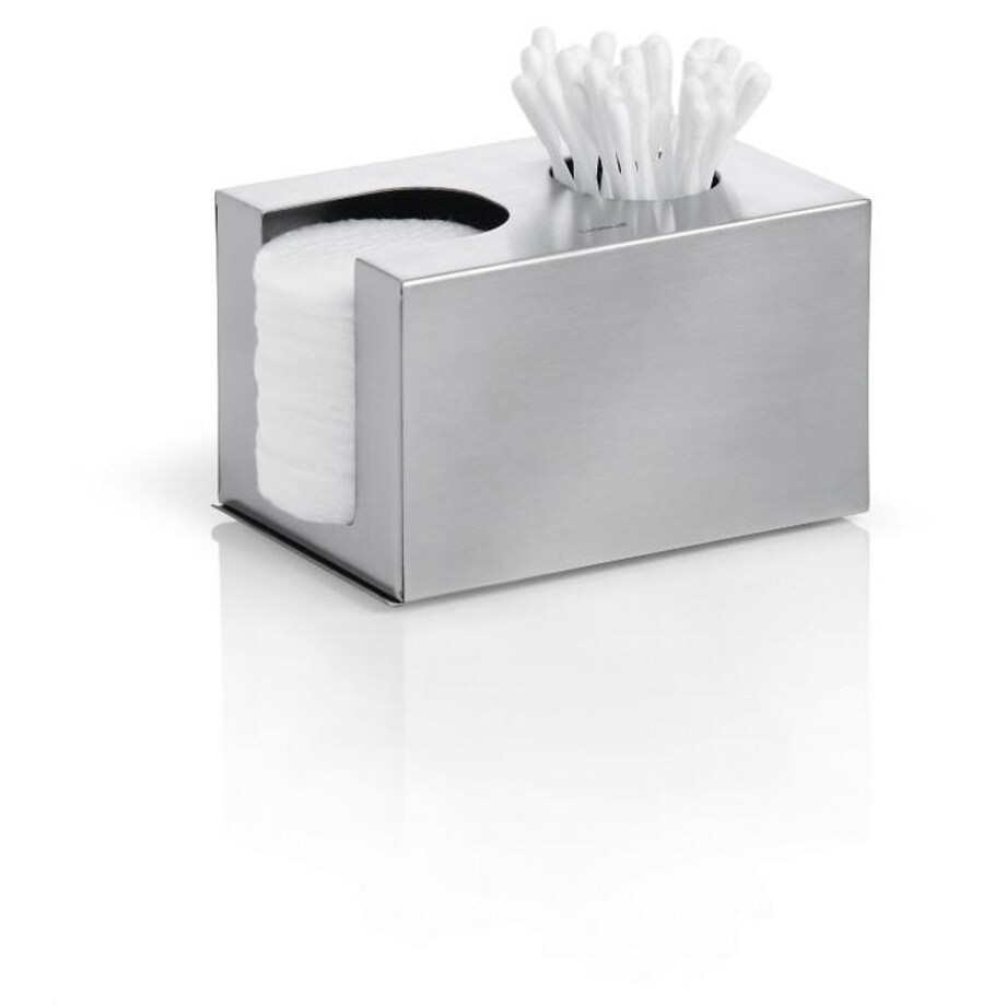 Pojemnik na płatki i patyczki kosmetyczne NEXIO - stal matowa, 7,5x12x8 cm