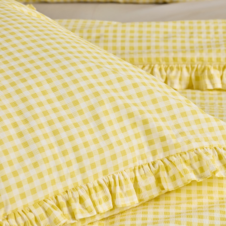 Pościel z kory z falbaną Minomi 200x220 cm w kratę