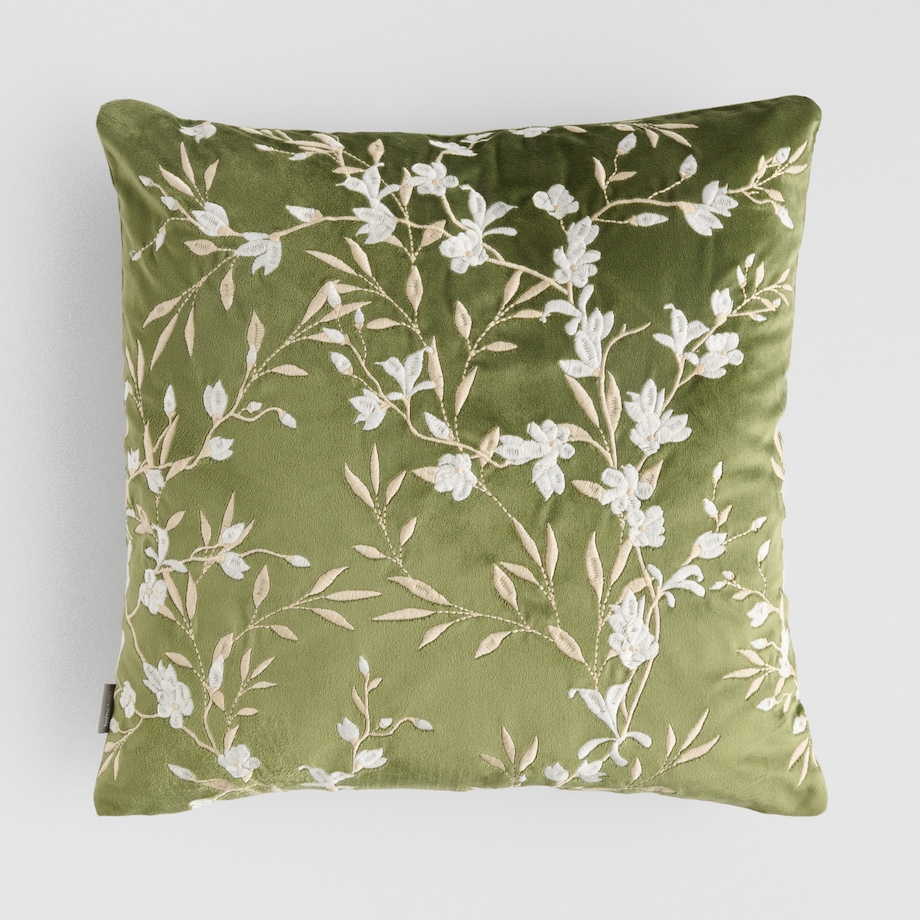 Poszewka Haftowana Inverness 45x45 cm z motywem roślinnym