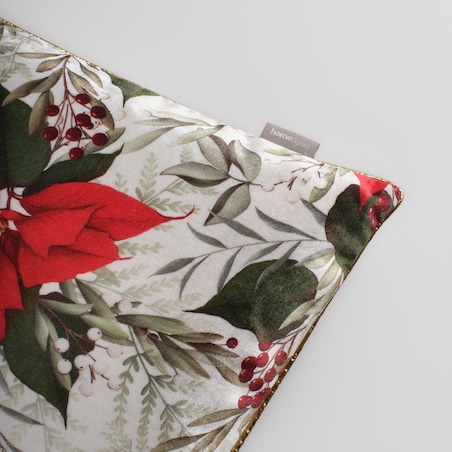 Poszewka z nadrukiem Poinsetta 45x45 cm z motywem gwiazdy betlejemskiej