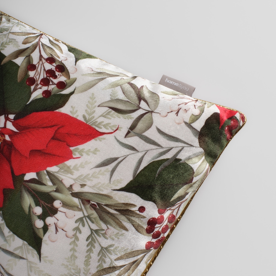 Poszewka z nadrukiem Poinsetta 45x45 cm z motywem gwiazdy betlejemskiej