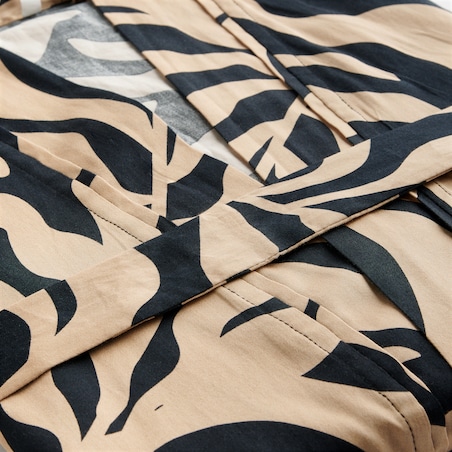 Szlafrok z bawełny satynowej Kamea z motywem liściastym