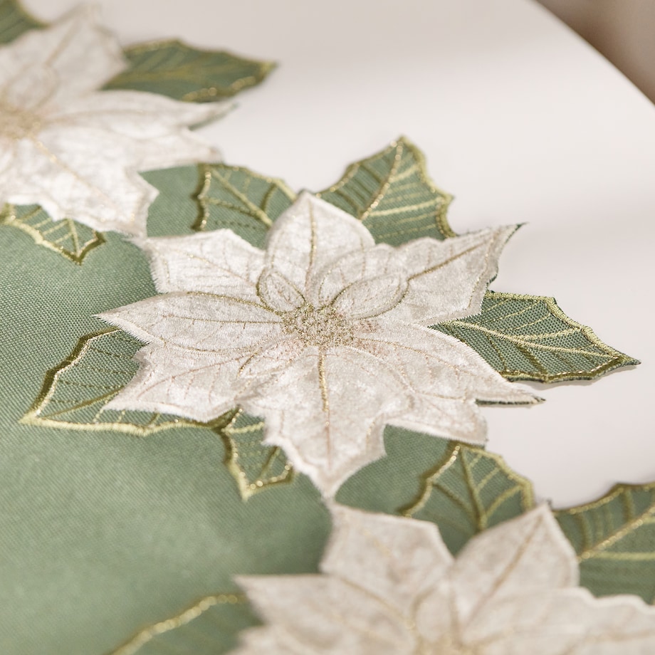 Serweta Haftowana Poinsettia xmas