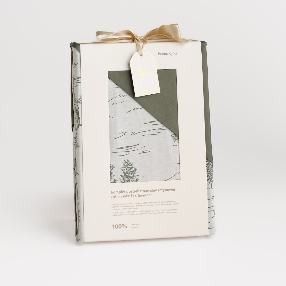 Pościel z bawełny satynowej Erdo 160x200 cm z motywem choinki