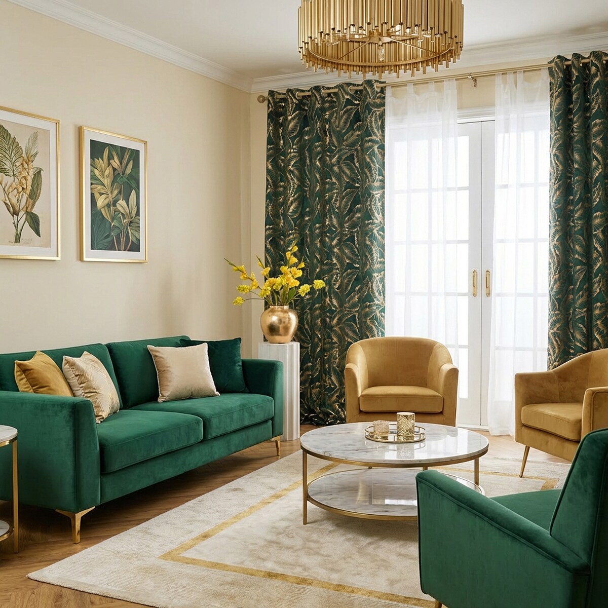 Zasłona Welwetowa Foglare 140x280 cm z motywem liściastym