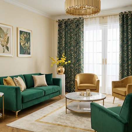 Zasłona Welwetowa Foglare 140x280 cm z motywem liściastym